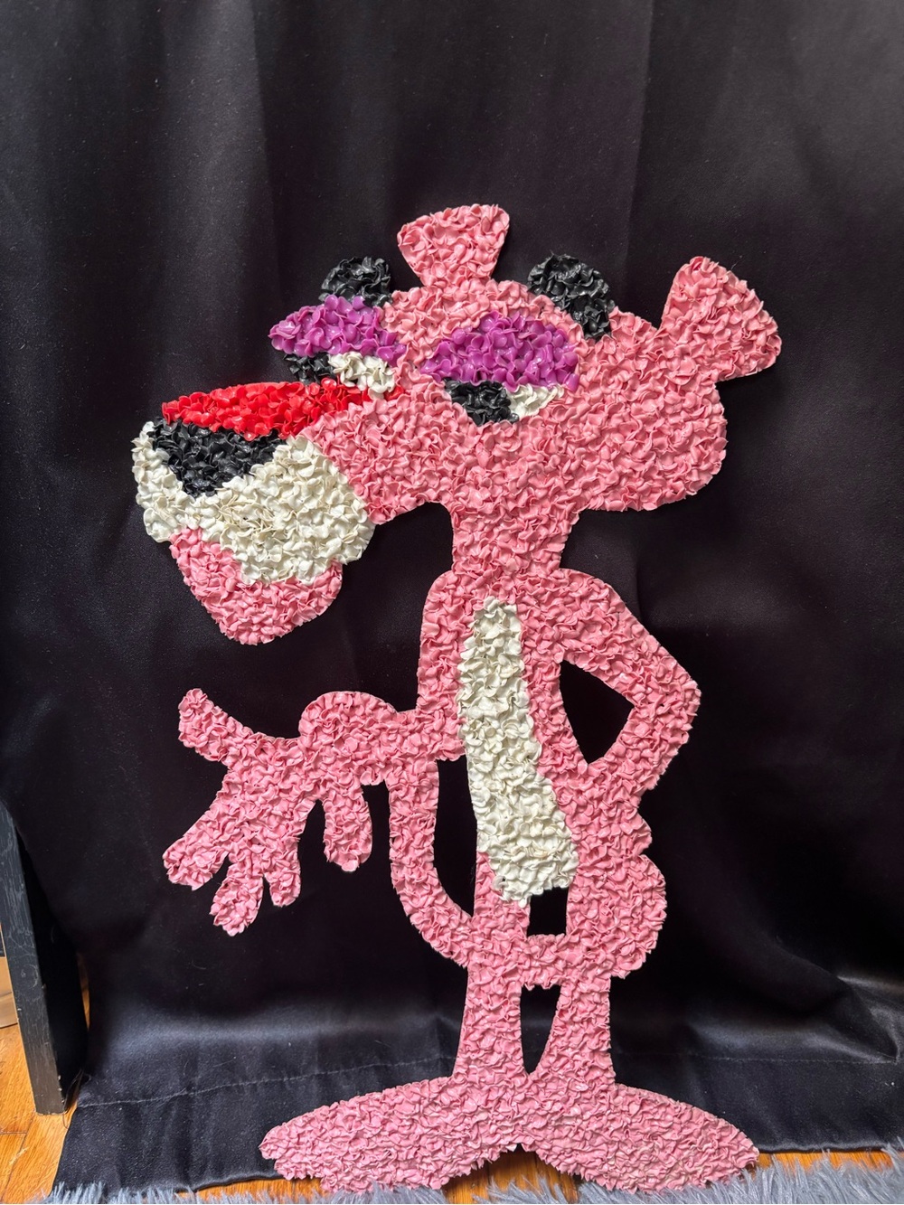 Pink Panther Vintage 1960-1970 Melted Plastic “Popcorn” Wall Hanging Decor 21”